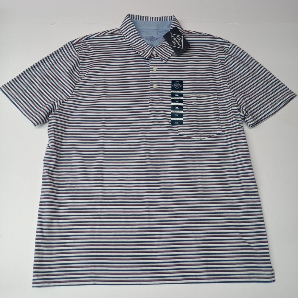 St. John's Bay Polo Shirt Men's Size XL Blue‎ Navy Striped